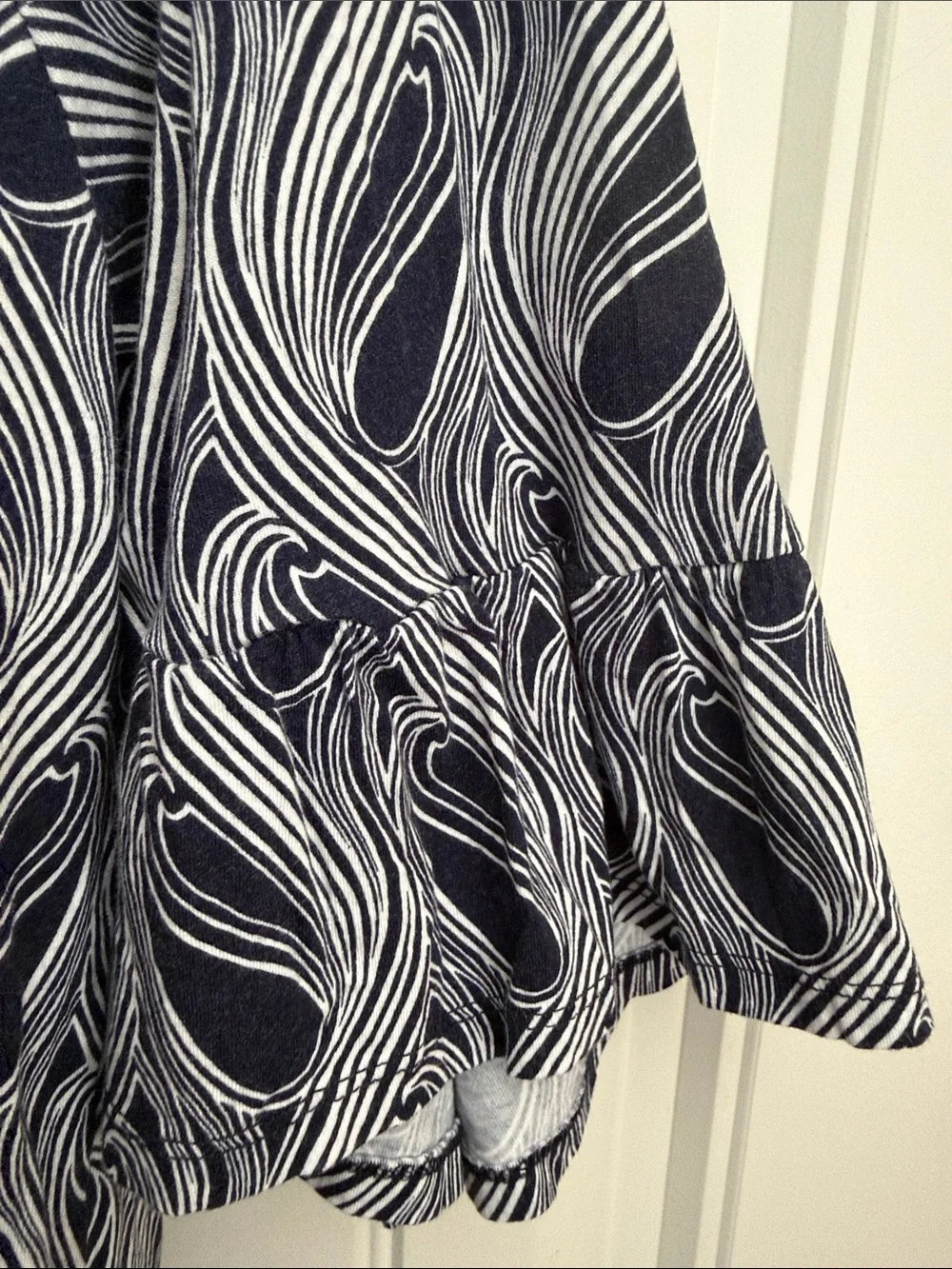 Michael Kors Navy White Flowy Peasant Blouse Elastic Neck Boho Size 2X